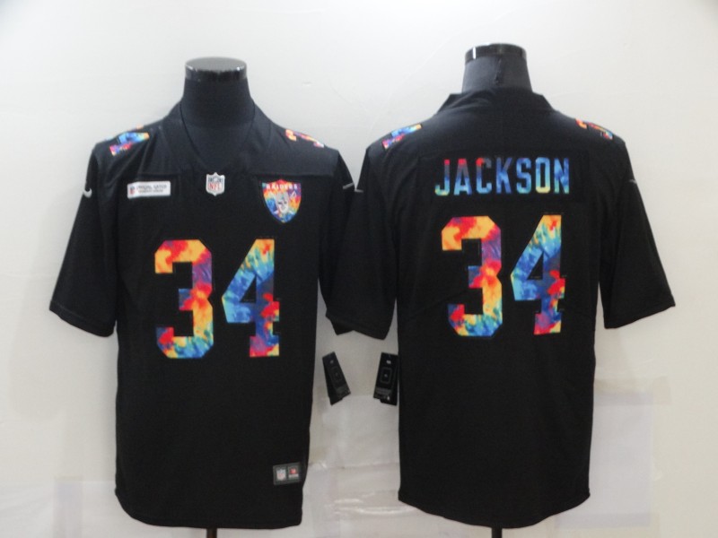 Men's Las Vegas Raiders #34 Bo Jackson 2020 Black Crucial Catch Limited Stitched NFL Jersey